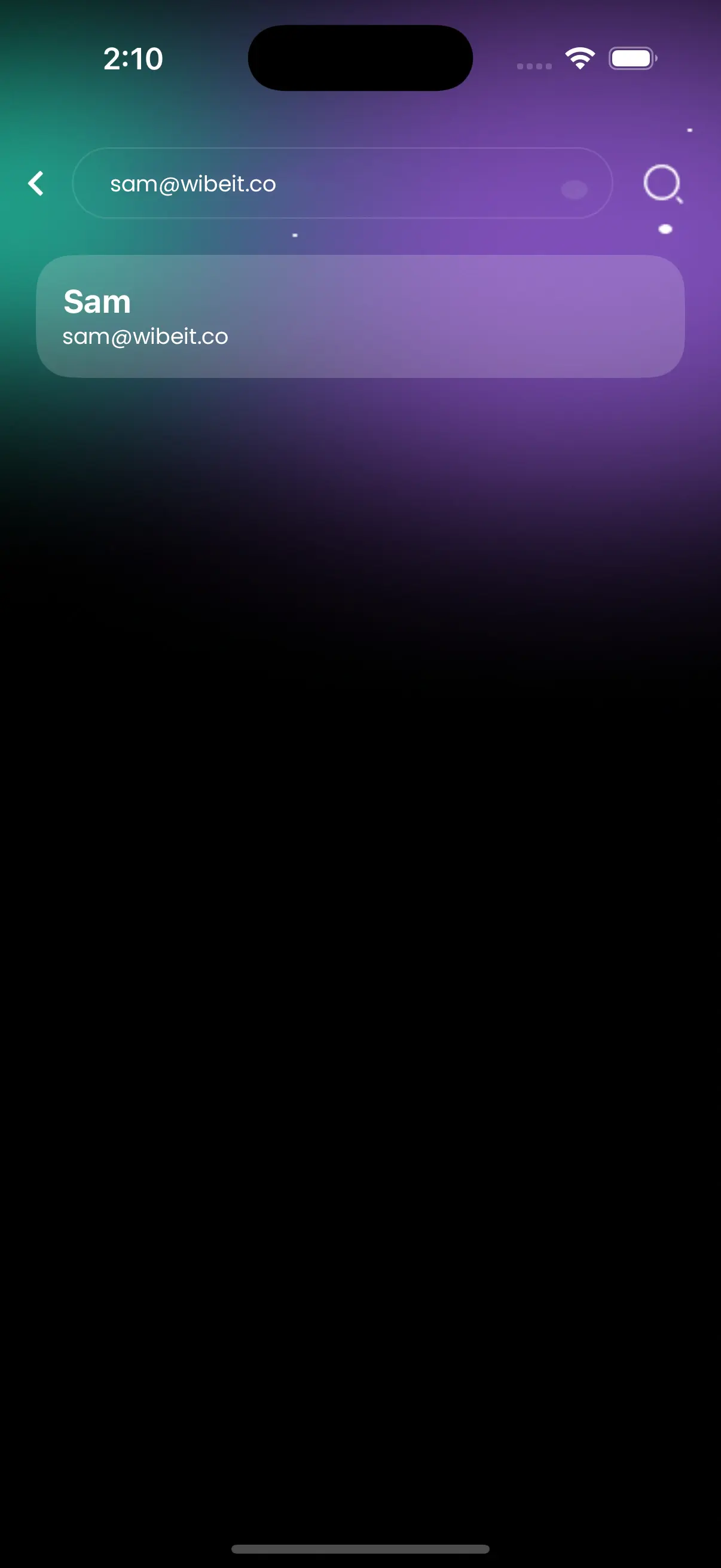 Wibet app screen showing contact list for starting a new chat conversation